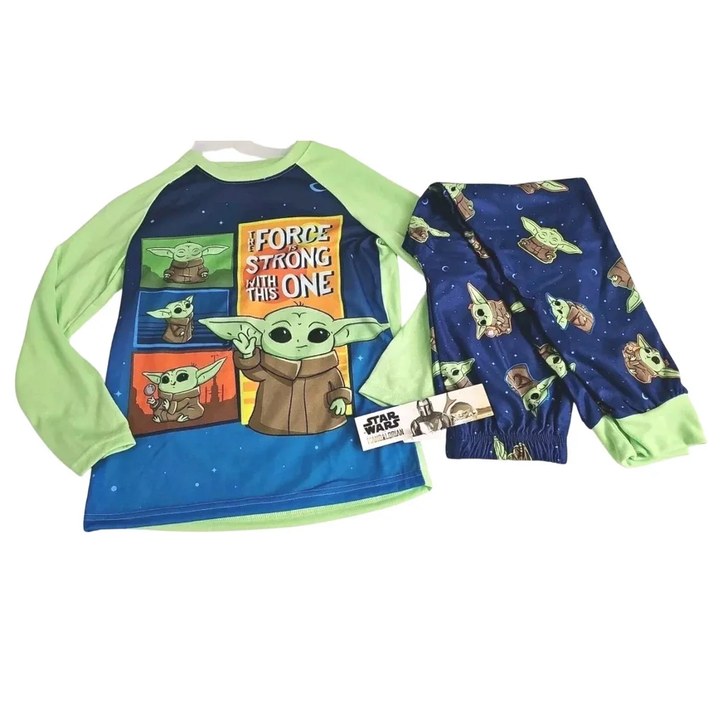 Star Wars Boys Baby Yoda The Force Is Strong Long Sleeve Pajama Set Size 6/7 New